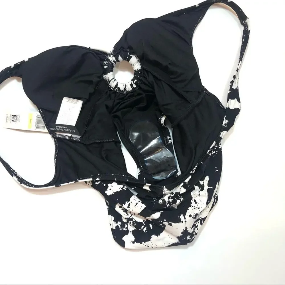 Carmen Marc Valvo One Piece Swimsuit Front Ring
